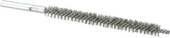 Schaefer Brush - 3" Brush Length, 5/16" Diam, Double Stem, Double Spiral Tube Brush - 4-3/4" Long, Stainless Steel, 8-32 Female Connection - A1 Tooling