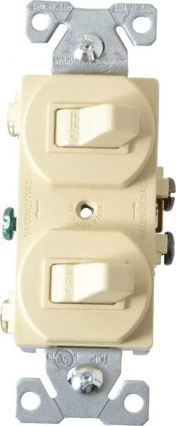 Cooper Wiring Devices - 1 Pole, 120/277 VAC, 15 Amp, Flush Mounted, Duplex Switch - NonNEMA Configuration, 2 Switch, Back Side Wiring, cULus Listed, NOM 426, RoHS Compliant Standard - A1 Tooling