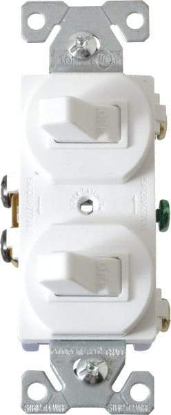 Cooper Wiring Devices - 1 Pole, 120/277 VAC, 15 Amp, Flush Mounted, Duplex Switch - NonNEMA Configuration, 2 Switch, Back Side Wiring, cULus Listed, NOM 426, RoHS Compliant Standard - A1 Tooling