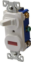 Cooper Wiring Devices - 1 Pole, 120 VAC, 15 Amp, Flush Mounted, Combination Switch with Pilot Light - NonNEMA Configuration, 1 Switch, Back Side Wiring, cULus Listed, RoHS Compliant Standard - A1 Tooling