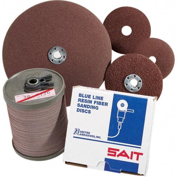 Sait - 5" Diam 7/8" Hole 120 Grit Fiber Disc - Fine Grade, Aluminum Oxide, Series 3A - A1 Tooling