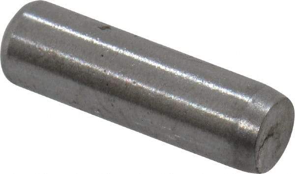 Made in USA - 3/32" Diam x 5/16" Pin Length Grade 8 Alloy Steel Standard Dowel Pin - Bright Finish, 1 Beveled & 1 Rounded End - A1 Tooling