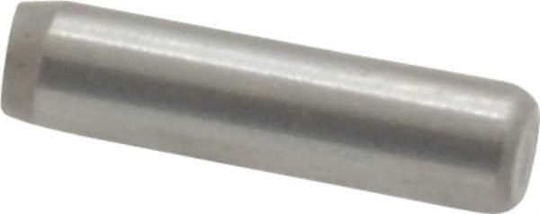 Made in USA - 3/32" Diam x 3/8" Pin Length Grade 8 Alloy Steel Standard Dowel Pin - Bright Finish, 1 Beveled & 1 Rounded End - A1 Tooling