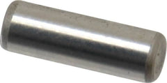 Made in USA - 1/8" Diam x 3/8" Pin Length Grade 8 Alloy Steel Standard Dowel Pin - Bright Finish, C 47-58 & C 60 (Surface) Hardness, 1,840 Lb (Single Shear), 3,680 Lb (Double Shear) Breaking Strength, 1 Beveled & 1 Rounded End - A1 Tooling