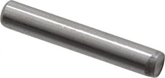 Made in USA - 1/8" Diam x 3/4" Pin Length Grade 8 Alloy Steel Standard Dowel Pin - Bright Finish, C 47-58 & C 60 (Surface) Hardness, 1,840 Lb (Single Shear), 3,680 Lb (Double Shear) Breaking Strength, 1 Beveled & 1 Rounded End - A1 Tooling