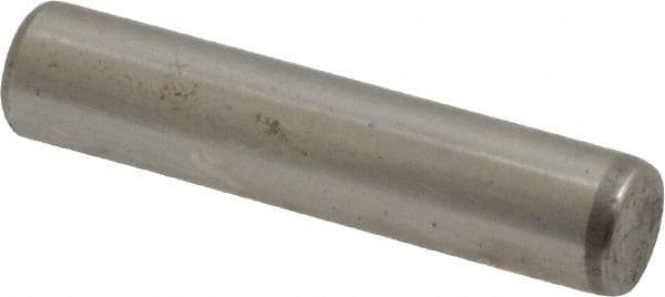 Made in USA - 3/16" Diam x 7/8" Pin Length Grade 8 Alloy Steel Standard Dowel Pin - Bright Finish, C 47-58 & C 60 (Surface) Hardness, 4,150 Lb (Single Shear), 8,300 Lb (Double Shear) Breaking Strength, 1 Beveled & 1 Rounded End - A1 Tooling