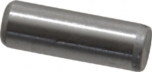 Made in USA - 1/4" Diam x 3/4" Pin Length Grade 8 Alloy Steel Standard Dowel Pin - Bright Finish, C 47-58 & C 60 (Surface) Hardness, 14,720 Lb (Double Shear), 7,360 Lb (Single Shear) Breaking Strength, 1 Beveled & 1 Rounded End - A1 Tooling