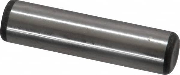 Made in USA - 3/8" Diam x 1-1/2" Pin Length Grade 8 Alloy Steel Standard Dowel Pin - Bright Finish, C 47-58 & C 60 (Surface) Hardness, 16,550 Lb (Single Shear), 33,100 Lb (Double Shear) Breaking Strength, 1 Beveled & 1 Rounded End - A1 Tooling