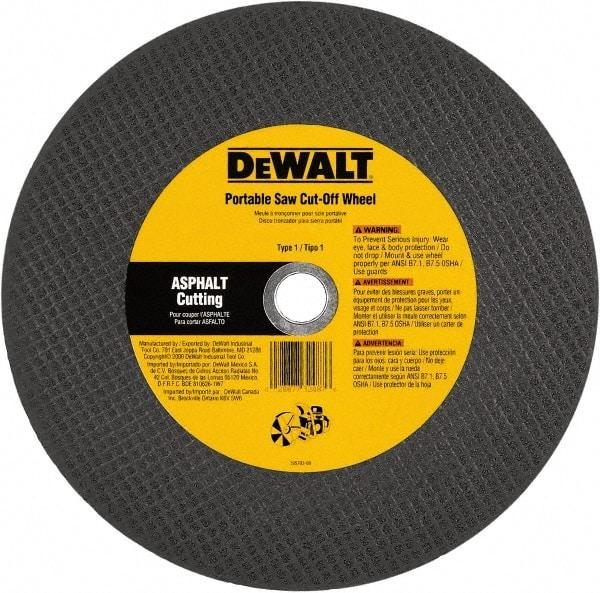 DeWALT - 12" 24 Grit Silicon Carbide Cutoff Wheel - 1/8" Thick, 1" Arbor, 6,400 Max RPM, Use with Gas Powered Saws - A1 Tooling