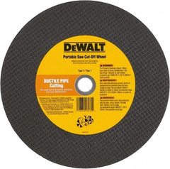 DeWALT - 12" 24 Grit Aluminum Oxide Cutoff Wheel - 1/8" Thick, 1" Arbor, 6,400 Max RPM, Use with Gas Powered Saws - A1 Tooling