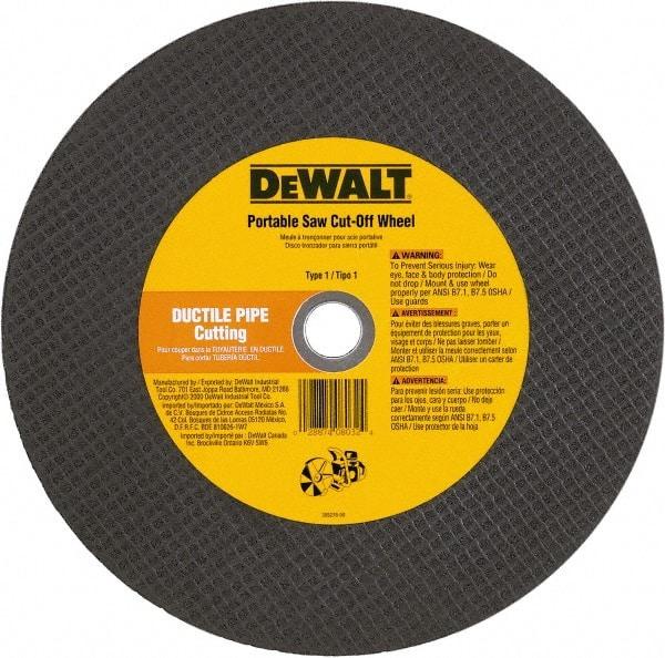 DeWALT - 12" 24 Grit Aluminum Oxide Cutoff Wheel - 1/8" Thick, 20mm Arbor, 6,400 Max RPM, Use with Gas Powered Saws - A1 Tooling