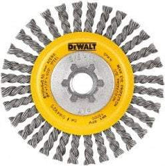 DeWALT - 5" OD, 5/8-11 Arbor Hole, Stringer Bead Steel Wheel Brush - 3/8" Face Width, 7/8" Trim Length, 0.02" Filament Diam, 12,000 RPM - A1 Tooling