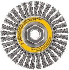 DeWALT - 4" OD, 5/8-11 Arbor Hole, Stringer Bead Stainless Steel Wheel Brush - 3/8" Face Width, 7/8" Trim Length, 0.02" Filament Diam, 20,000 RPM - A1 Tooling