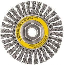 DeWALT - 6-1/2" OD, 5/8-11 Arbor Hole, Stringer Bead Stainless Steel Wheel Brush - 3/8" Face Width, 7/8" Trim Length, 0.02" Filament Diam, 9,000 RPM - A1 Tooling