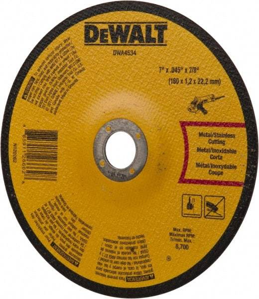 DeWALT - 60 Grit, 7" Wheel Diam, 7/8" Arbor Hole, Type 27 Depressed Center Wheel - Aluminum Oxide, Diamond Matrix Bond, 8,700 Max RPM, Compatible with Angle Grinder - A1 Tooling