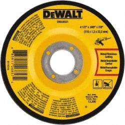 DeWALT - 60 Grit, 4-1/2" Wheel Diam, 7/8" Arbor Hole, Type 27 Depressed Center Wheel - Aluminum Oxide, Diamond Matrix Bond, 13,300 Max RPM, Compatible with Angle Grinder - A1 Tooling