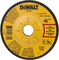 DeWALT - 24 Grit, 5" Wheel Diam, 1/8" Wheel Thickness, 7/8" Arbor Hole, Type 27 Depressed Center Wheel - Aluminum Oxide, Diamond Matrix Bond, 12,200 Max RPM, Compatible with Angle Grinder - A1 Tooling