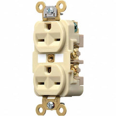 Hubbell Wiring Device-Kellems - 250 VAC 15A NEMA 6-15R Industrial Grade Ivory Straight Blade Duplex Receptacle - A1 Tooling