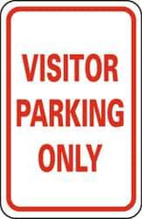 NMC - "Visitor Parking Only", 12" Wide x 18" High, Aluminum Parking Lot Traffic Signs - 0.063" Thick, Red on White, Rectangle, Post Mount - A1 Tooling