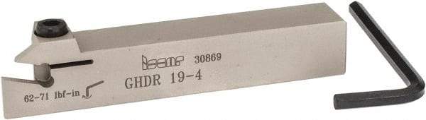 Iscar - External Thread, 0.4" Max Depth of Cut, 0.157" Min Groove Width, 4-1/2" OAL, Right Hand Indexable Grooving Cutoff Toolholder - 3/4" Shank Height x 3/4" Shank Width, GI.., GPV.., TIP.. Insert Style, GHD Toolholder Style, Series Cut Grip - A1 Tooling