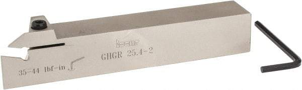 Iscar - GHG, External, Right Hand, 1.34" Max Depth of Cut, 0.016 to 3/32" Groove Width, Indexable Grooving Tool Holder - GI..,TIP.. Insert Compatibility, 1" Shank Height, 1" Shank Width, 6" OAL - A1 Tooling