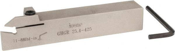 Iscar - GHG, External, Right Hand, 2" Max Depth of Cut, 0.185 to 1/4" Groove Width, Indexable Grooving Tool Holder - GI..,TIP.. Insert Compatibility, 1" Shank Height, 1" Shank Width, 6" OAL - A1 Tooling