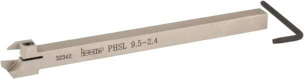 Iscar - PHS, External, Left Hand, 3/32 to 1/8" Groove Width, Indexable Grooving Tool Holder - GDMW 2.4 Insert Compatibility, 3/8" Shank Height, 3/8" Shank Width, 5-29/32" OAL - A1 Tooling