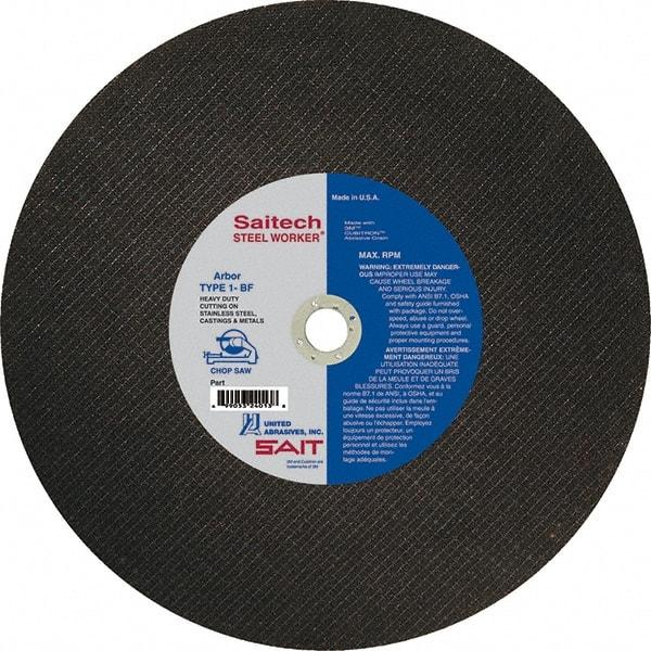 Sait - 14" Ceramic Cutoff Wheel - 3/32" Thick, 1" Arbor, 4,400 Max RPM, Use with Chop Saws - A1 Tooling