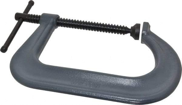 Wilton - Regular-Duty 6" Max Opening, 5" Throat Depth, Forged Steel Standard C-Clamp - 5,400 Lb Capacity, 0" Min Opening, Square Deep Throat - A1 Tooling