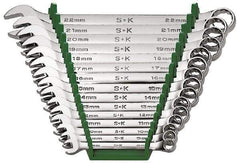 SK - 15 Piece, 1/4 to 1", Combination Wrench Set - Inch System of Measurement, Chrome Finish, Comes in Rack - A1 Tooling