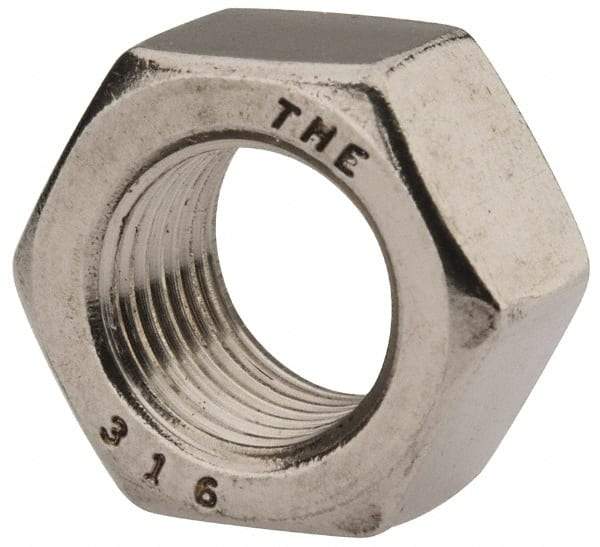 Value Collection - 1/2-20 UNF Stainless Steel Right Hand Hex Nut - 3/4" Across Flats, 7/16" High, Uncoated - A1 Tooling