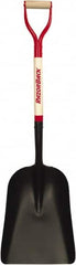 Razor-Back - 17" High x 12" Wide Square Steel Scoop - 27" Long Wood D-Grip Handle, No Step - A1 Tooling