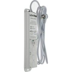 Leviton - 4 Outlets, 125 VAC15 Amps, 15' Cord, Surge Power Outlet Strip - Wall/Surface Mount, 5-20 NEMA Configuration, 1' Strip, UL 60601-1 - A1 Tooling