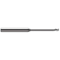 Corner Radius End Mill: 0.031″ Dia, 0.046″ LOC, 0.005″ Radius, 3 Flutes, Solid Carbide 2-1/2″ OAL, 1/8″ Shank Dia, 30 ° Helix, Bright/Uncoated, Corner Radius End