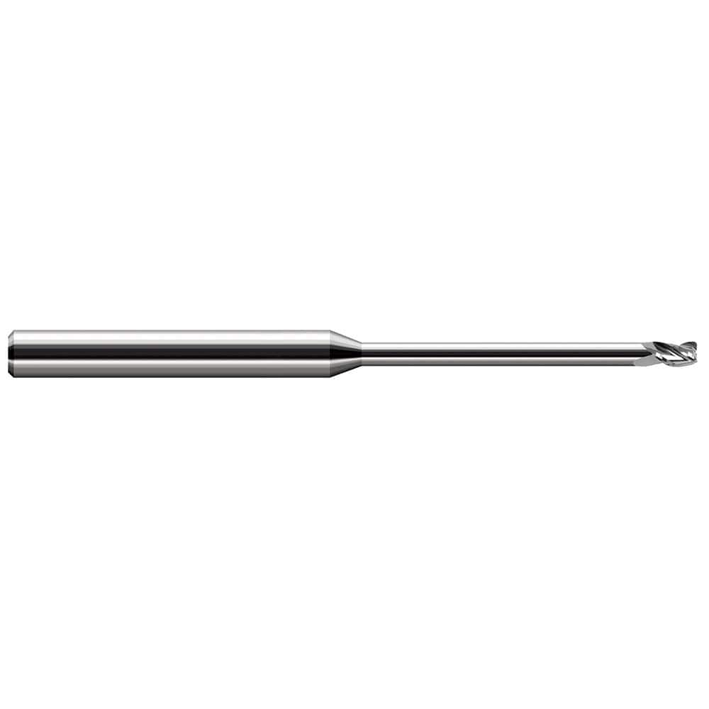 Corner Radius End Mill: 1/8″ Dia, 3/16″ LOC, 1/64″ Radius, 3 Flutes, Solid Carbide 3″ OAL, 1/8″ Shank Dia, 30 ° Helix, Bright/Uncoated, Corner Radius End