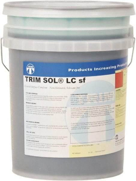 Master Fluid Solutions - Trim SOL LC sf, 5 Gal Pail Cutting & Grinding Fluid - Water Soluble, For Cutting, Grinding - A1 Tooling