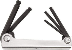 Bondhus - 5 Piece Fold-Up Ball End Hex Key Set - Hex Range 3/16 to 3/8", Protanium High Torque Steel - A1 Tooling