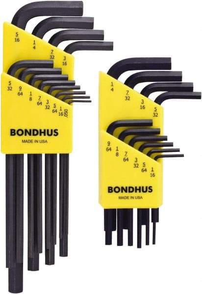 Bondhus - 22 Piece L-Key Hex Key Set - Hex Range 0.05 to 5/16", Protanium High Torque Steel - A1 Tooling