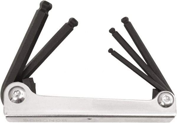 Bondhus - 5 Piece Fold-Up Ball End Hex Key Set - Hex Range 4 to 10mm, Protanium High Torque Steel - A1 Tooling