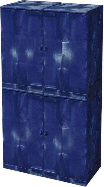 Eagle - 4 Door, 8 Shelf, Blue HDPE Stackable Safety Cabinet for Corrosive Chemicals - 72" High x 36" Wide x 22" Deep, Manual Closing Door, Hole for Lock, 48 Gal Capacity - A1 Tooling