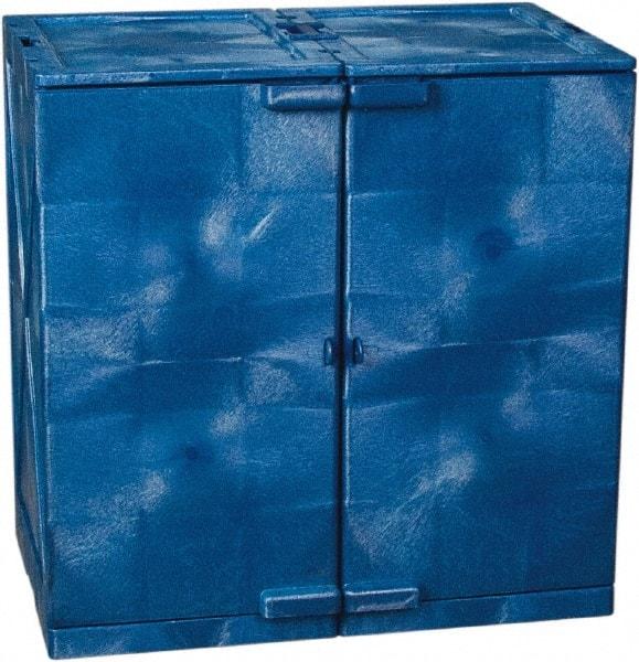 Eagle - 2 Door, 4 Shelf, Blue HDPE Stackable Safety Cabinet for Corrosive Chemicals - 36" High x 36" Wide x 22" Deep, Manual Closing Door, Hole for Lock, 24 Gal Capacity - A1 Tooling