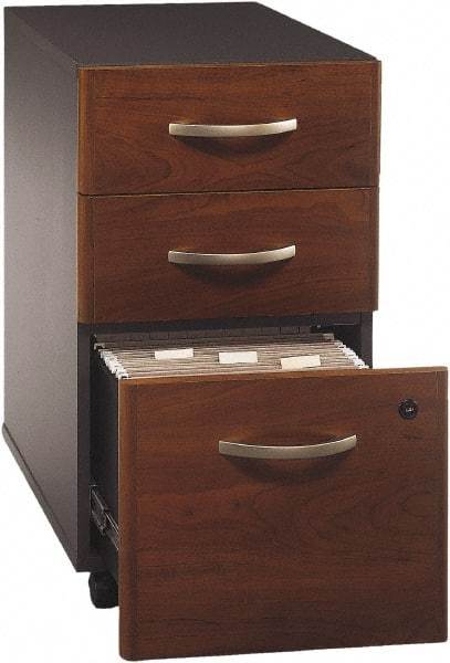 Bush Business Furniture - 15-3/4" Wide x 27.88" High x 20-1/4" Deep, 3 Drawer Pedestal - Laminate Over Wood, Hansen Cherry & Galaxy - A1 Tooling