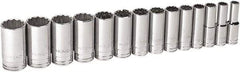 GearWrench - 14 Piece 1/2" Drive Chrome Finish Deep Well Socket Set - 12 Points, 7/16" to 1-1/2" Range, Inch Measurement Standard - A1 Tooling