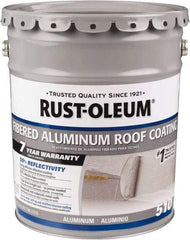 Rust-Oleum - 5 Gal Pail Aluminum Fibered Aluminum Roof Coating - 50 Sq Ft/Gal Coverage, 459 g/L VOC Content, Mildew Resistant, Long Term Durability & Weather Resistance - A1 Tooling