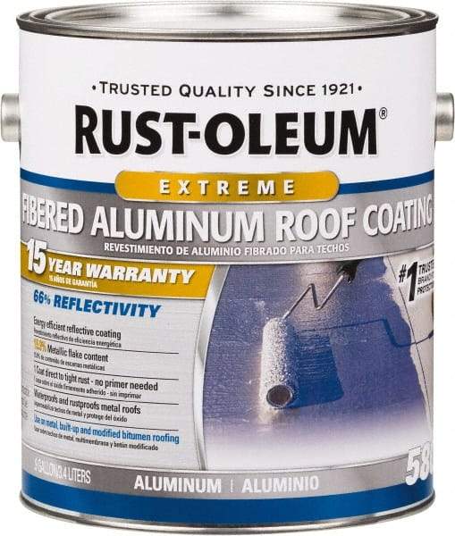 Rust-Oleum - 1 Gal Can Aluminum Fibered Aluminum Roof Coating - 50 Sq Ft/Gal Coverage, 397 g/L VOC Content, Mildew Resistant, Long Term Durability & Weather Resistance - A1 Tooling