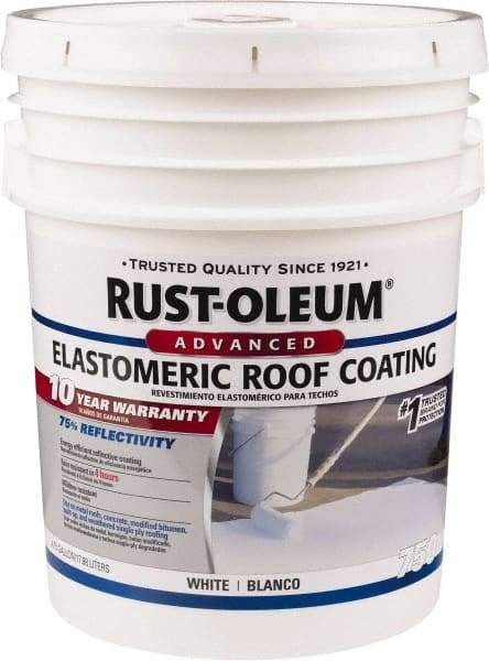 Rust-Oleum - 5 Gal Pail White Elastomeric Roof Coating - 65 Sq Ft/Gal Coverage, Mildew Resistant, Long Term Durability & Weather Resistance - A1 Tooling