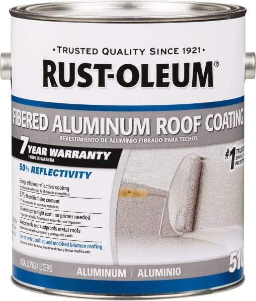 Rust-Oleum - 1 Gal Can Aluminum Fibered Aluminum Roof Coating - 50 Sq Ft/Gal Coverage, 459 g/L VOC Content, Mildew Resistant, Long Term Durability & Weather Resistance - A1 Tooling