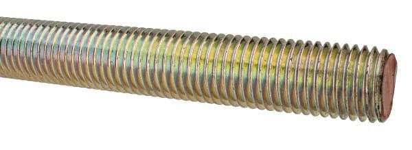 Value Collection - 1-8 UNC (Coarse), 3' Long, Alloy Steel Threaded Rod - Yellow Zinc-Plated Finish, Right Hand Thread - A1 Tooling