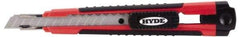 Hyde Tools - Snap Knife - 8-5/8" OAL, 3 Blades, Polystyrene (High Impact) Handle - A1 Tooling