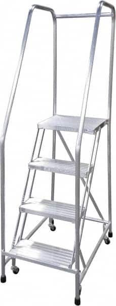 Cotterman - 70" 4 Step Rolling Warehouse Ladder - Rolling Safety Ladder, 350 Lb Capacity, 40" Platform Height, 22" Base Width x 36" Base Depth, Serrated - A1 Tooling